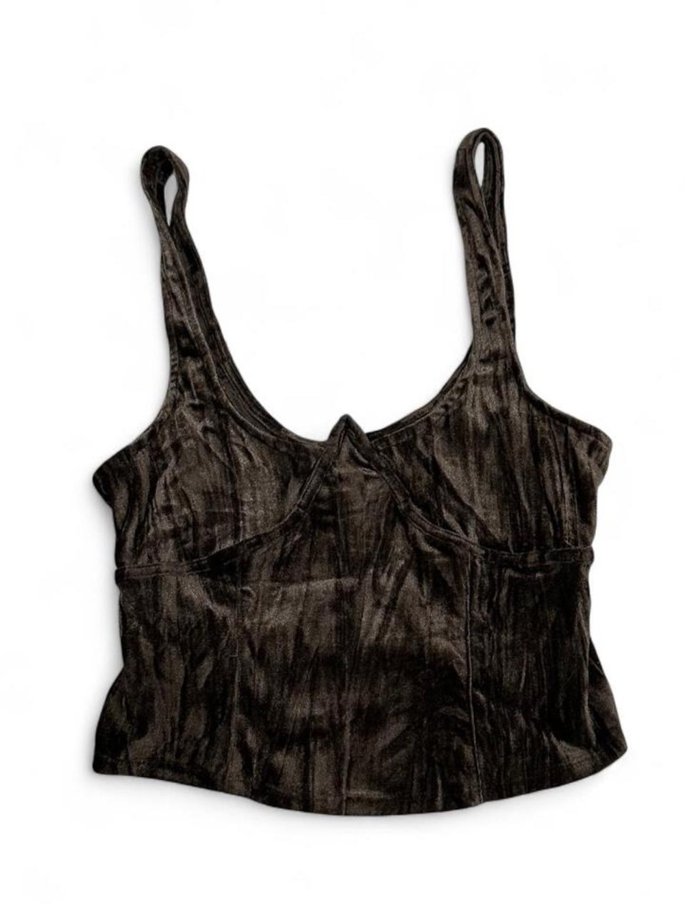 Sleeveless Velvet Crop Tank Top in Deep Brown